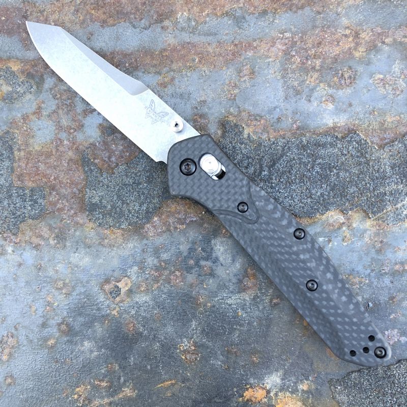 Benchmade Osborne Carbon Fiber Scales 3.4" Stonewashed S90V Blade Folding Knife
